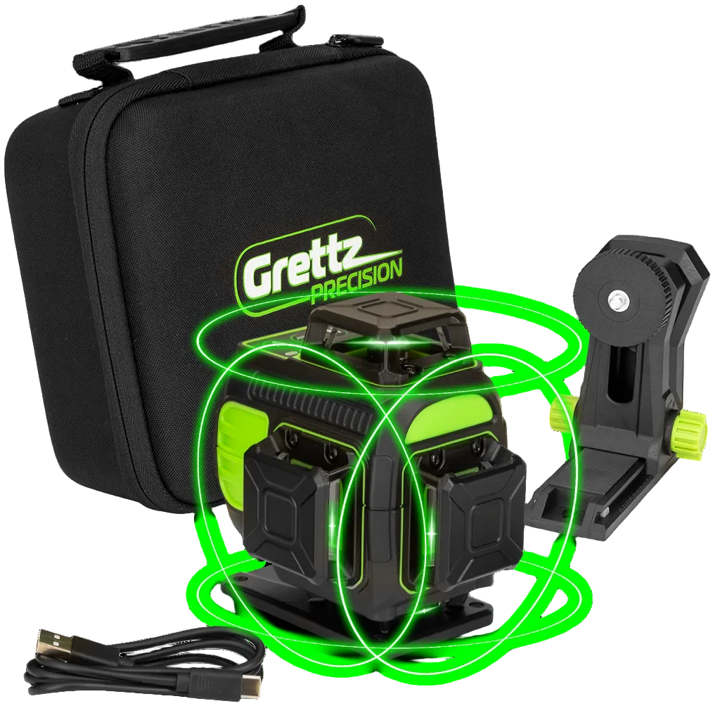 Grettz G4D Multi-Line Green Beam Laser Level | Self-Levelling