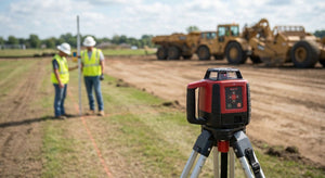 Rotary laser level for sports pitch construction