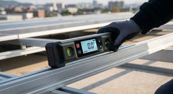 Digital spirit level for solar panel mounting frames
