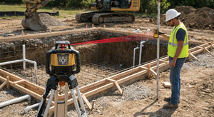 Rotary laser level for swimming pool installation