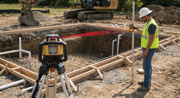 Rotary laser level for swimming pool installation