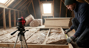 Laser level for insulation and loft board installation