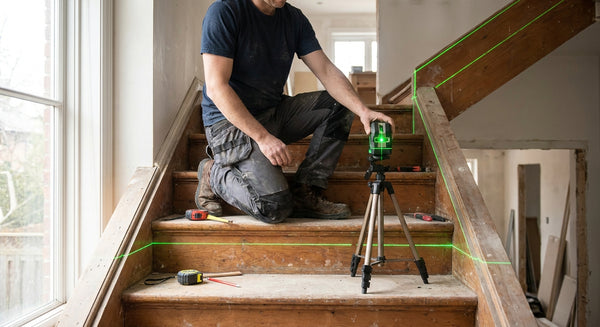 Laser level for staircases and steps