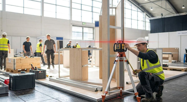 Laser level for exhibition stand building