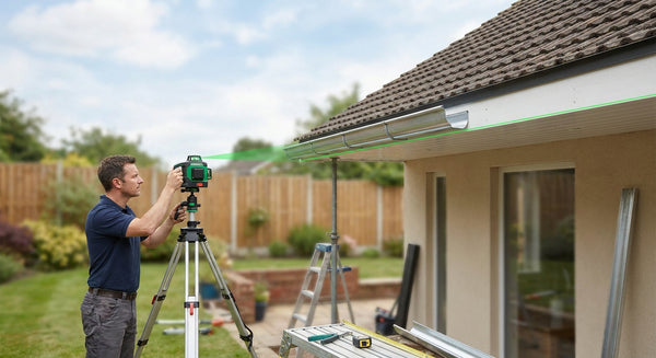 Laser level for guttering installation