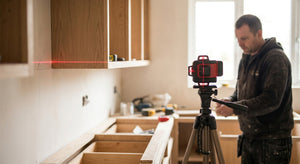 Laser level for kitchen fitting