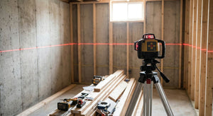Rotary laser level for basement and cellar conversions