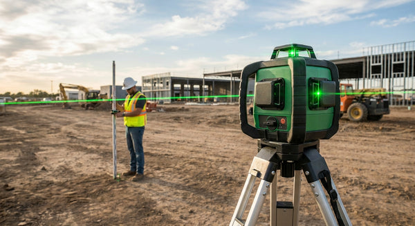 Green laser level for outdoor site work