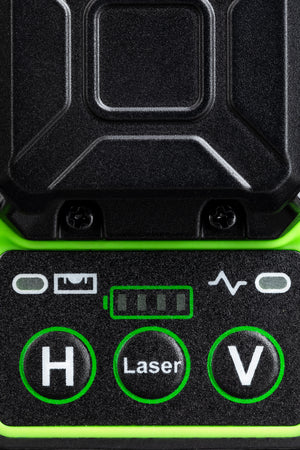 Grettz G4D laser control panel showing horizontal, laser and vertical mode buttons