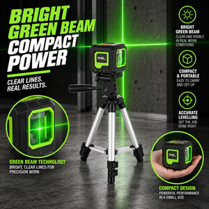 Grettz G2D Mini Cross Line Green Beam Laser Level — Inc. Tripod