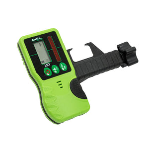 Grettz LR1 dual-sided laser receiver with LCD display and rod-mount bracket