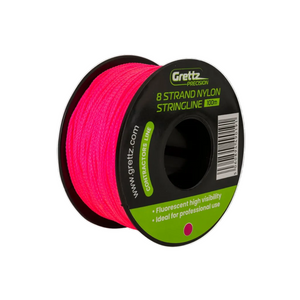 Grettz 100m 8-braid pink builders stringline spool with high-visibility pink colour for layout, bricklaying and groundworks
