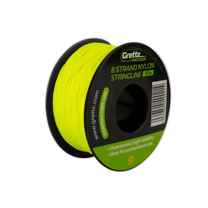 Grettz 100m 8-braid yellow builders stringline spool with high-visibility yellow colour for layout, bricklaying and groundworks