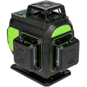 Grettz G4D 4D multi-line green beam laser unit showing 3 by 360 degree green laser ports and rugged housing
