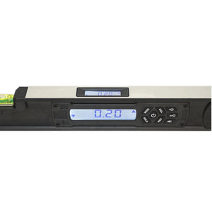 Grettz GL60 LCD readout showing 0.20 degree angle measurement with MODE, CAL, HOLD, REF and backlight control buttons