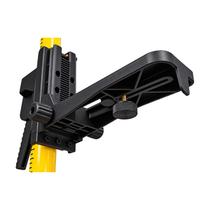 Grettz G-GTP laser mounting bracket fitted to the telescopic pole — angled view